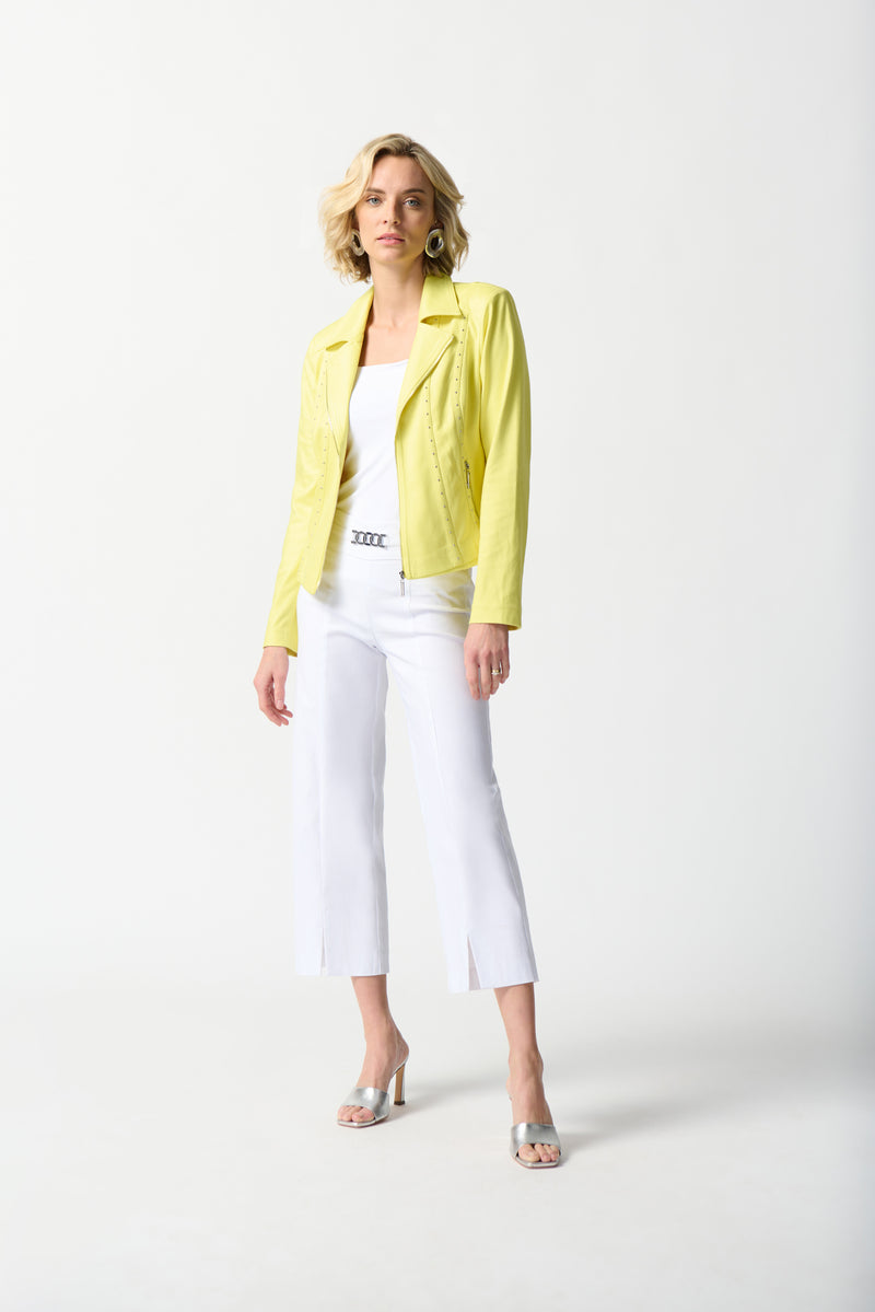 Joseph Ribkoff Yellow Foiled Suede Fitted Jacket Style 242908