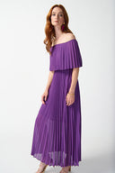 Joseph Ribkoff Majesty Off-The-Shoulder Pleated Dress Style 242926