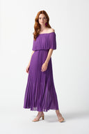 Joseph Ribkoff Majesty Off-The-Shoulder Pleated Dress Style 242926