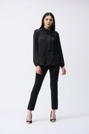 Joseph Ribkoff Black Top With Bow Neckline Style 243022