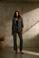 Joseph Ribkoff Black/Off-White Tweed Knit Fitted Blazer Style 243053