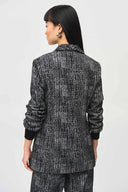 Joseph Ribkoff Black/Off-White Tweed Knit Fitted Blazer Style 243053