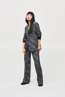 Joseph Ribkoff Black/Off-White Tweed Knit Fitted Blazer Style 243053