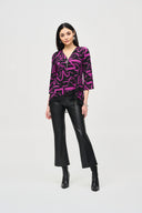 Joseph Ribkoff Black/Empress Abstract Print Flared Top Style 243059