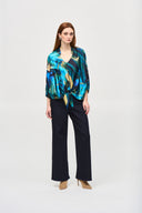 Joseph Ribkoff Black/Multi Abstract Print Cocoon Top Style 243102