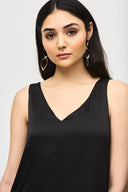 Joseph Ribkoff Black Satin Straight Sleeveless Top Style 243110