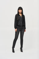 Joseph Ribkoff Black Novelty Knit Boxy Jacket Style 243115