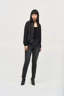 Joseph Ribkoff Black Novelty Knit Boxy Jacket Style 243115