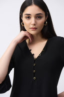 Joseph Ribkoff Black Flared V-Neck Tunic Style 243122