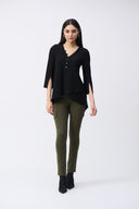 Joseph Ribkoff Black Flared V-Neck Tunic Style 243122