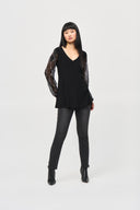 Joseph Ribkoff Black Tunic With Beaded Sleeve Style 243132