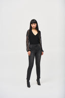 Joseph Ribkoff Black Tunic With Beaded Sleeve Style 243132