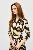 Joseph Ribkoff Off-White/Multi Animal Print Wrap Dress Style 243143