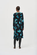 Joseph Ribkoff Black/Multi Abstract Print Wrap Dress Style 243147