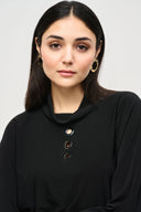 Joseph Ribkoff Black Boxy Top With Eyelets Style 243159