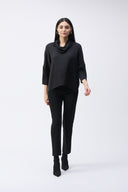 Joseph Ribkoff Black Satin Cowl Collar Top Style 243189