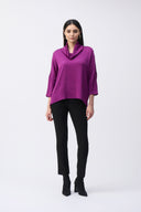 Joseph Ribkoff Empress Satin Cowl Collar Top Style 243189