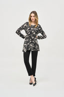 Joseph Ribkoff Black/Multi Abstract Stripe Top Style 243190