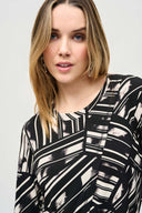 Joseph Ribkoff Black/Multi Abstract Stripe Top Style 243190