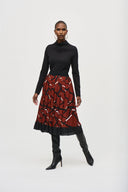 Joseph Ribkoff Cinnamon/Multi Geometric Print Pleated Skirt Style 243201