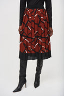 Joseph Ribkoff Cinnamon/Multi Geometric Print Pleated Skirt Style 243201