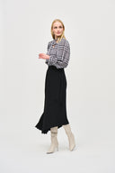 Joseph Ribkoff Vanilla/Multi Georgette Plaid Puff Sleeve Top Style 243228