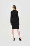 Joseph Ribkoff Black Silky Knit and Leatherette Sheath Dress Style 243274
