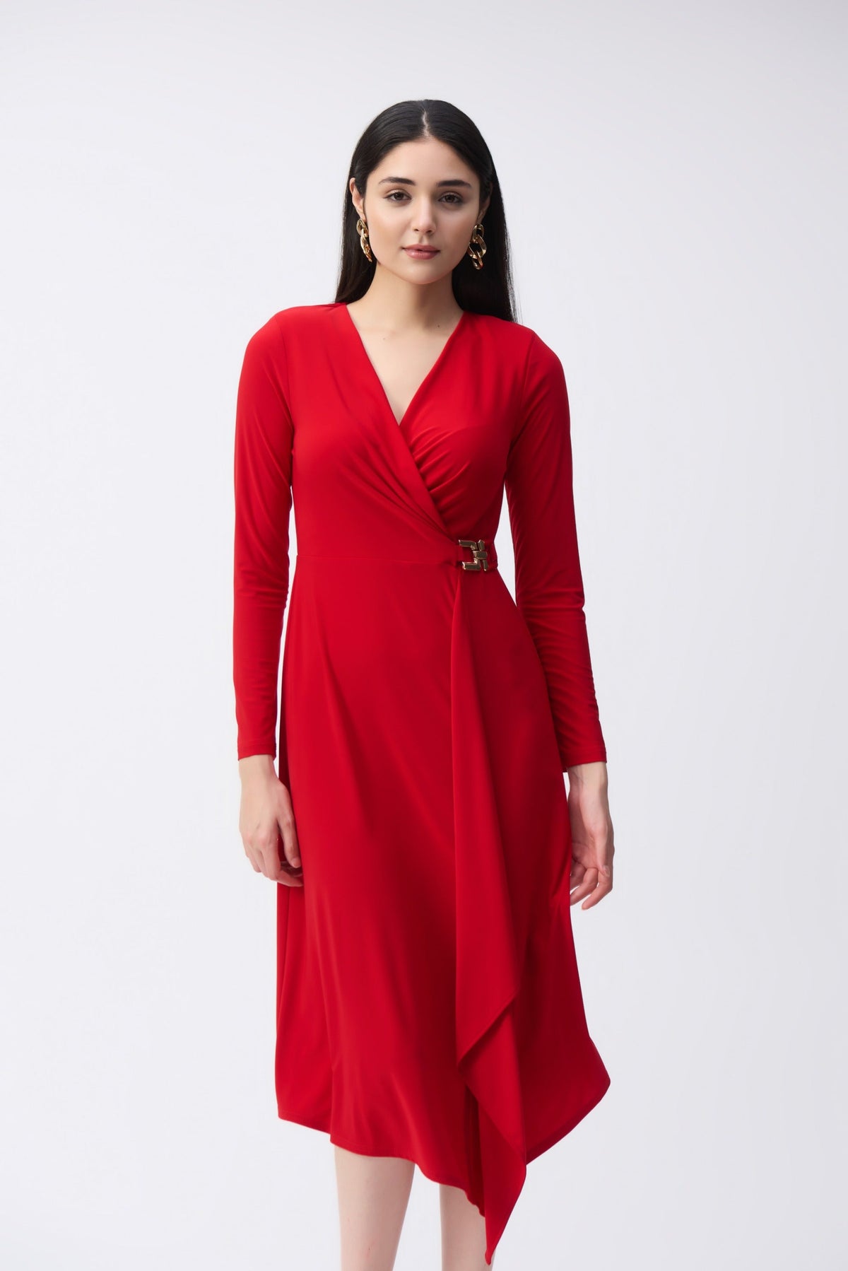 Red Wrap Ress Joseph Ribkoff Lipstick Red Wrap Dress Style 243282 – Luxetire