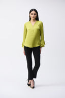 Joseph Ribkoff Wasabi Boxy Top With Ruffled Sleeves Style 243285