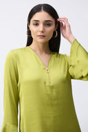 Joseph Ribkoff Wasabi Boxy Top With Ruffled Sleeves Style 243285