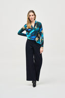 Joseph Ribkoff Black/Multi Abstract Print Top Style 243293