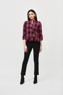 Joseph Ribkoff Black/Multi Plaid Print Swing Jacket Style 243296
