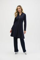 Joseph Ribkoff Midnight Blue Heavy Knit Long Flared Coat Style 243330