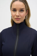 Joseph Ribkoff Midnight Blue Heavy Knit Long Flared Coat Style 243330