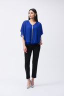 Joseph Ribkoff Royal Sapphire Chiffon Poncho Top Style 243707