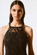 Joseph Ribkoff Black Sequins Lace Sleeveless Dress Style 243715