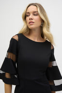 Joseph Ribkoff Bell Sleeve Sheath Dress with Mesh Inserts Style 243733