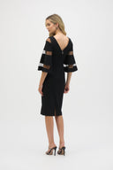 Joseph Ribkoff Bell Sleeve Sheath Dress with Mesh Inserts Style 243733