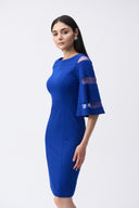 Joseph Ribkoff Bell Sleeve Sheath Dress with Mesh Inserts Style 243733