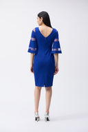 Joseph Ribkoff Bell Sleeve Sheath Dress with Mesh Inserts Style 243733