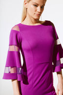 Joseph Ribkoff Bell Sleeve Sheath Dress with Mesh Inserts Style 243733