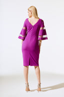 Joseph Ribkoff Empress Bell Sleeve Sheath Dress with Mesh Inserts Style 243733