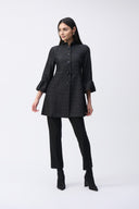 Joseph Ribkoff Black Textured Jacquard Coat Style 243738