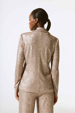 Joseph Ribkoff Matte Gold Sequined Straight Blazer Style 243772