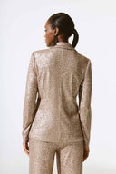 Joseph Ribkoff Matte Gold Sequined Straight Blazer Style 243772