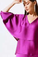Joseph Ribkoff Empress Satin V-Neck Layered Top Style 243790