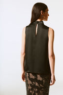 Joseph Ribkoff Black Satin Sleeveless Keyhole Top Style 243792