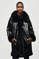 Joseph Ribkoff Black Reversible Faux Fur Coat Style 243904