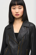 Joseph Ribkoff Black Foiled Knit Moto Jacket Style 243905