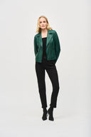 Joseph Ribkoff Absolute Green Foiled Knit Moto Jacket Style 243905